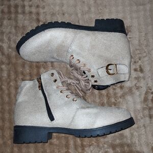 Fabric Beige Taupe Ankle Boots Size 43 New